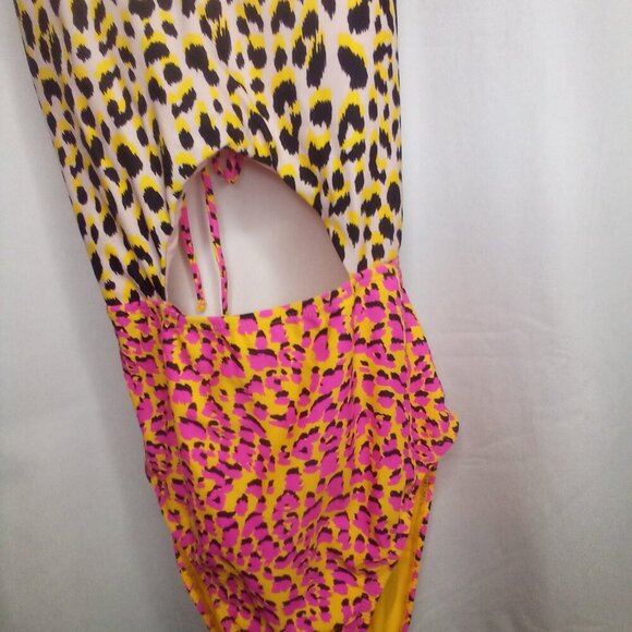 Arizona Jeans Co. Swimsuit L Women One Piece High Cut Animal Print Colorful - Picture 9 of 14